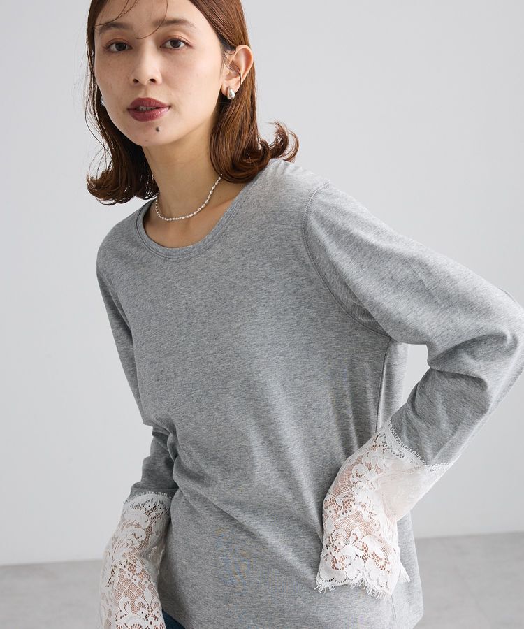 Green Parks「袖口レースプルオーバー」|Tシャツ・カットソー|