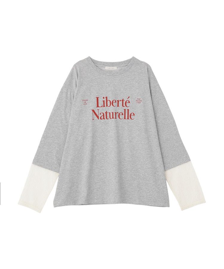 Green Parks「袖レースドッキング長袖ロゴTシャツ」|Tシャツ・カットソー|