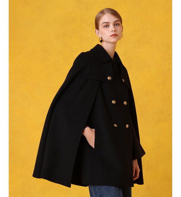 LOULOU WILLOUGHBY「シャルムビーバーケープコート」|ダッフルコート|ブラック