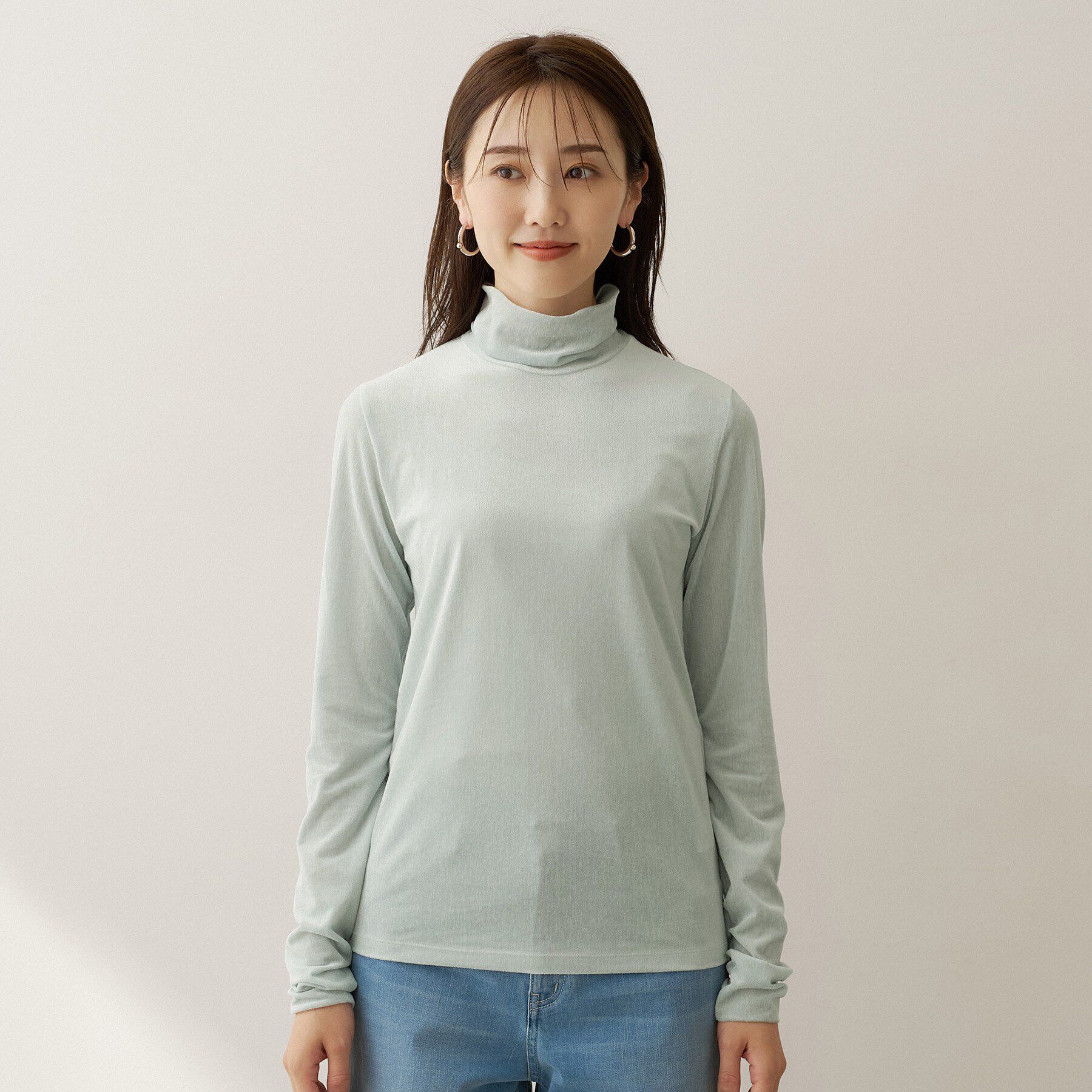 UNTITLED「【重ね着レイヤード】シアーベロアハイネックトップス」|Tシャツ・カットソー|