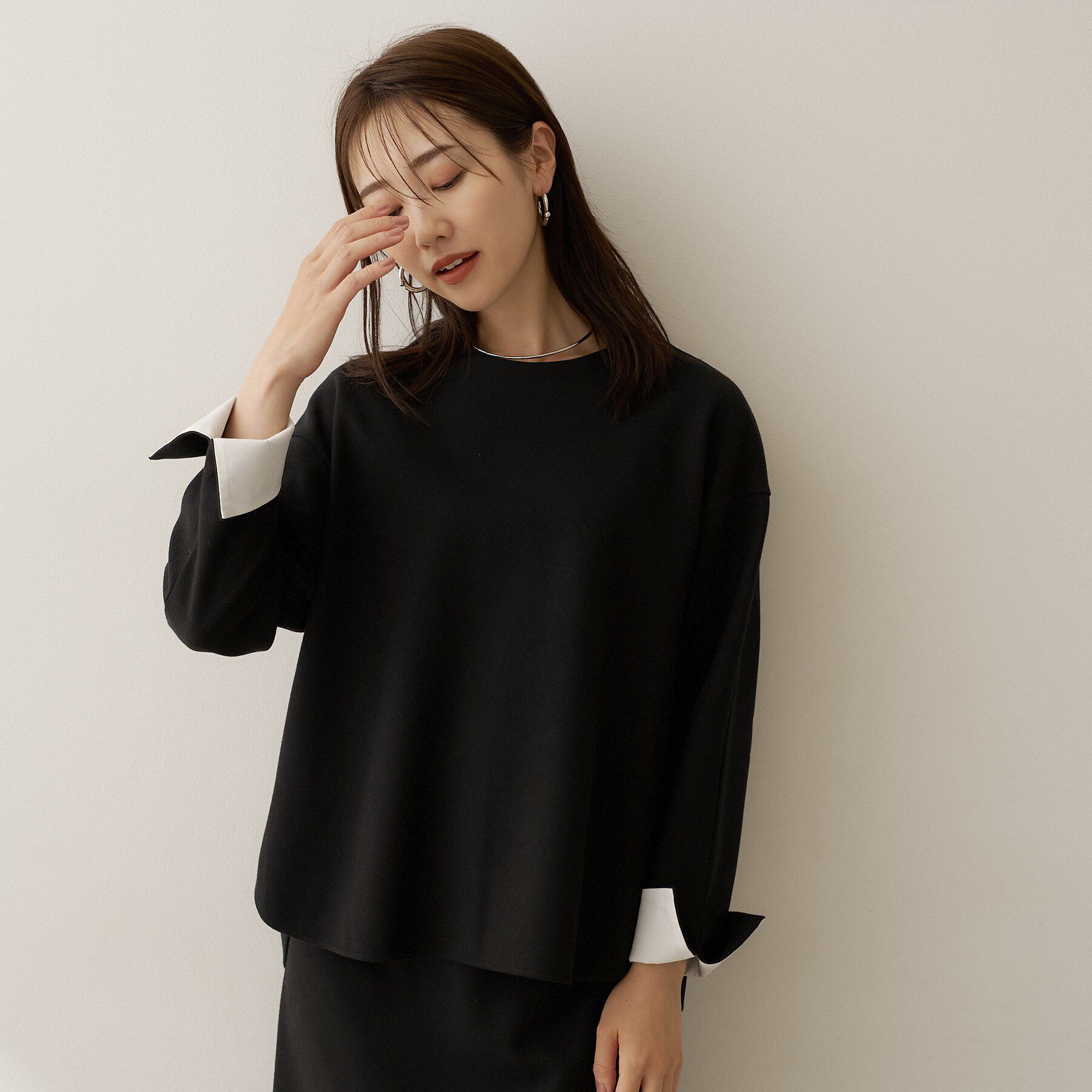 UNTITLED「【セットアップ可/スウェットライク】袖口シャツドッキングプルオーバー」|Tシャツ・カットソー|