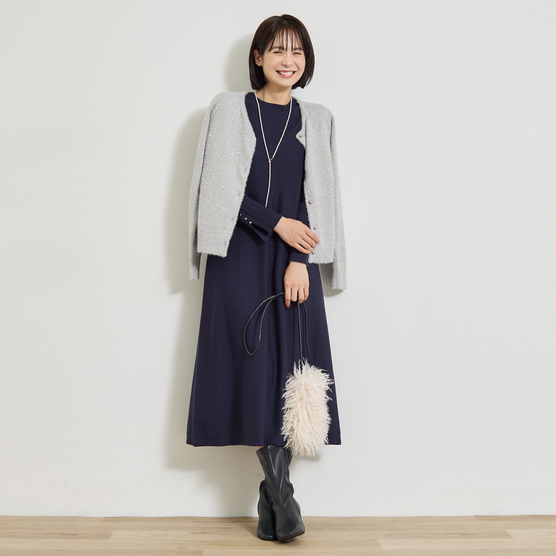 INDIVI「【一着でコーデ完成！】ニットコンビ 美スタイルワンピース」|ワンピース|
