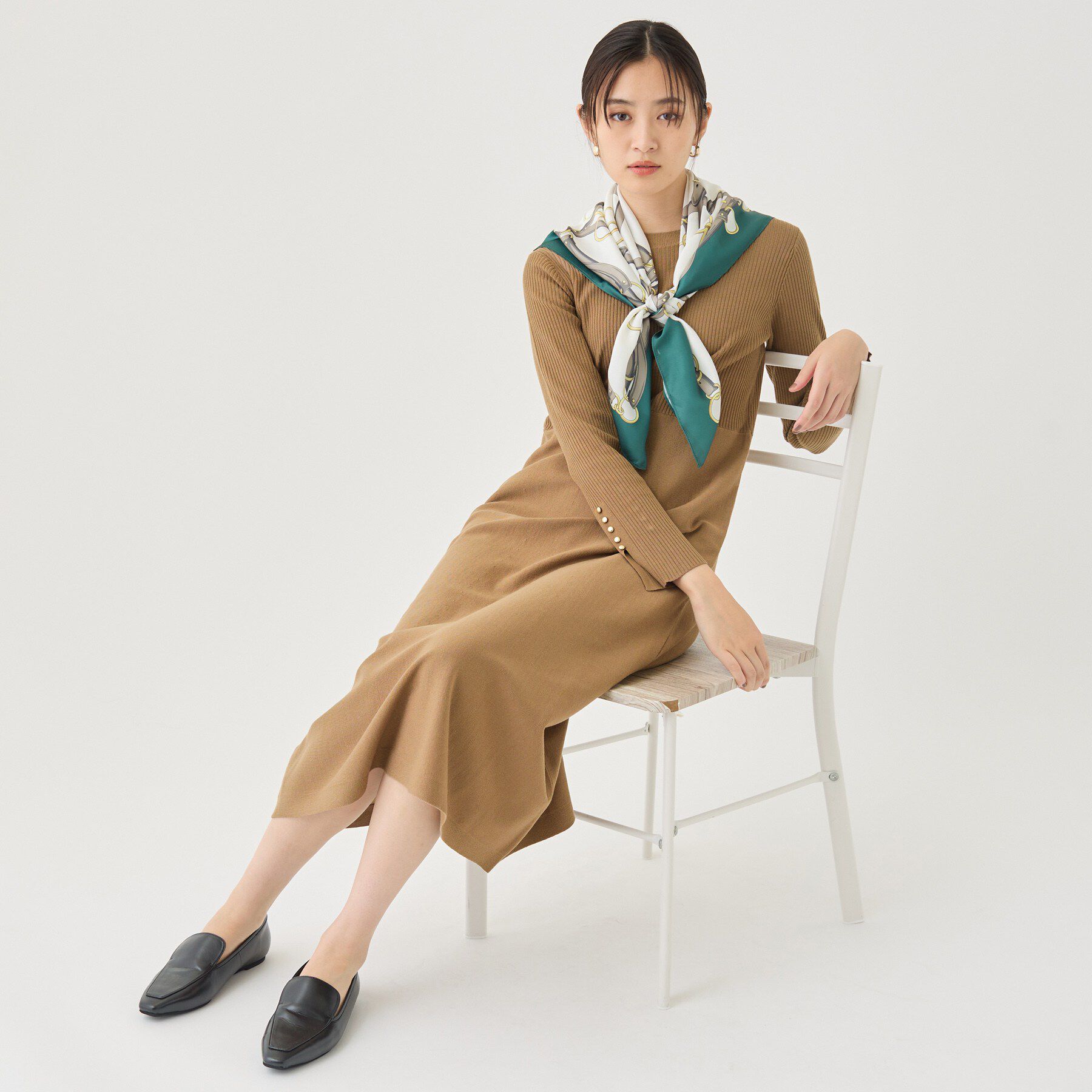 INDIVI「【一着でコーデ完成！】ニットコンビ 美スタイルワンピース」|ワンピース|モカブラウン(042