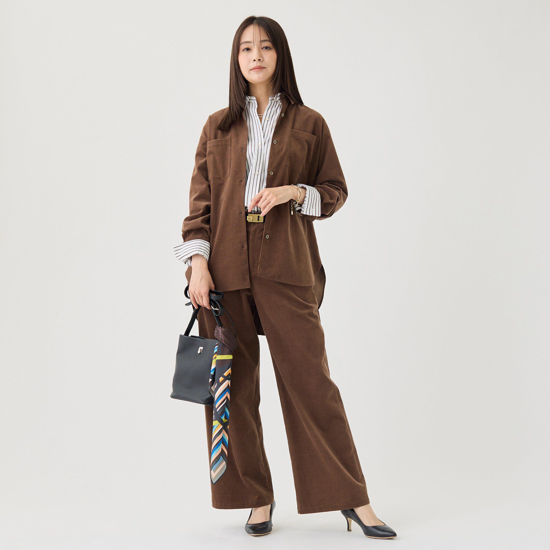 INDIVI「【大人コーデュロイ／SETUP可】オーバーサイズシャツ」|シャツ・ブラウス|