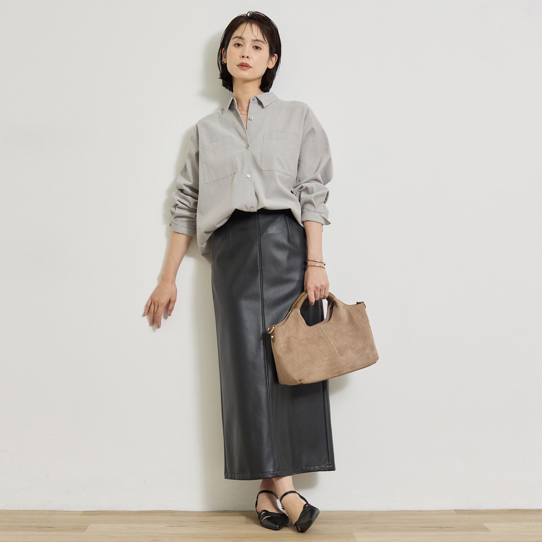 INDIVI「【大人コーデュロイ／SETUP可】オーバーサイズシャツ」|シャツ・ブラウス|