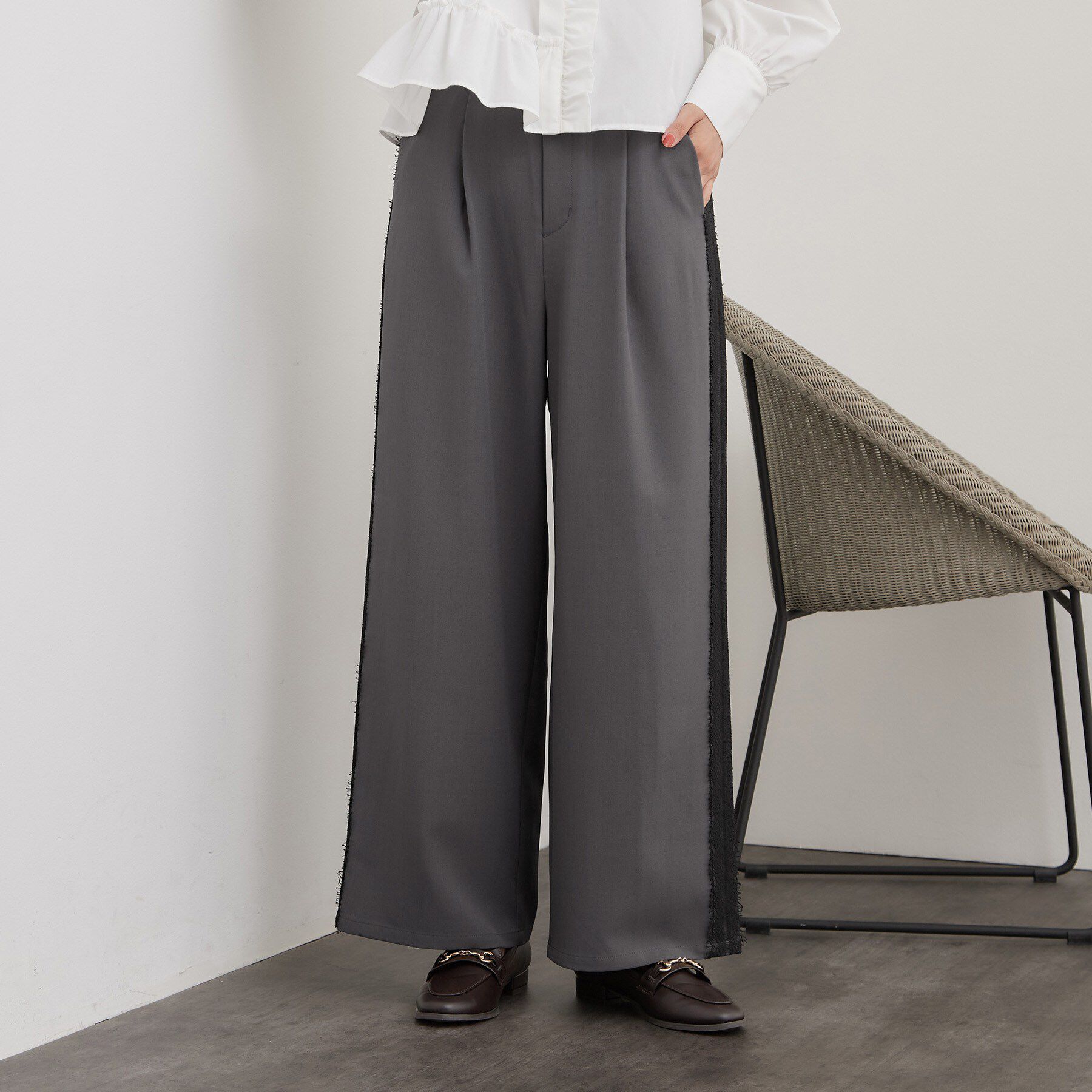 OPAQUE.CLIP「サイドレースワイドパンツ【洗濯機OK】」|その他|