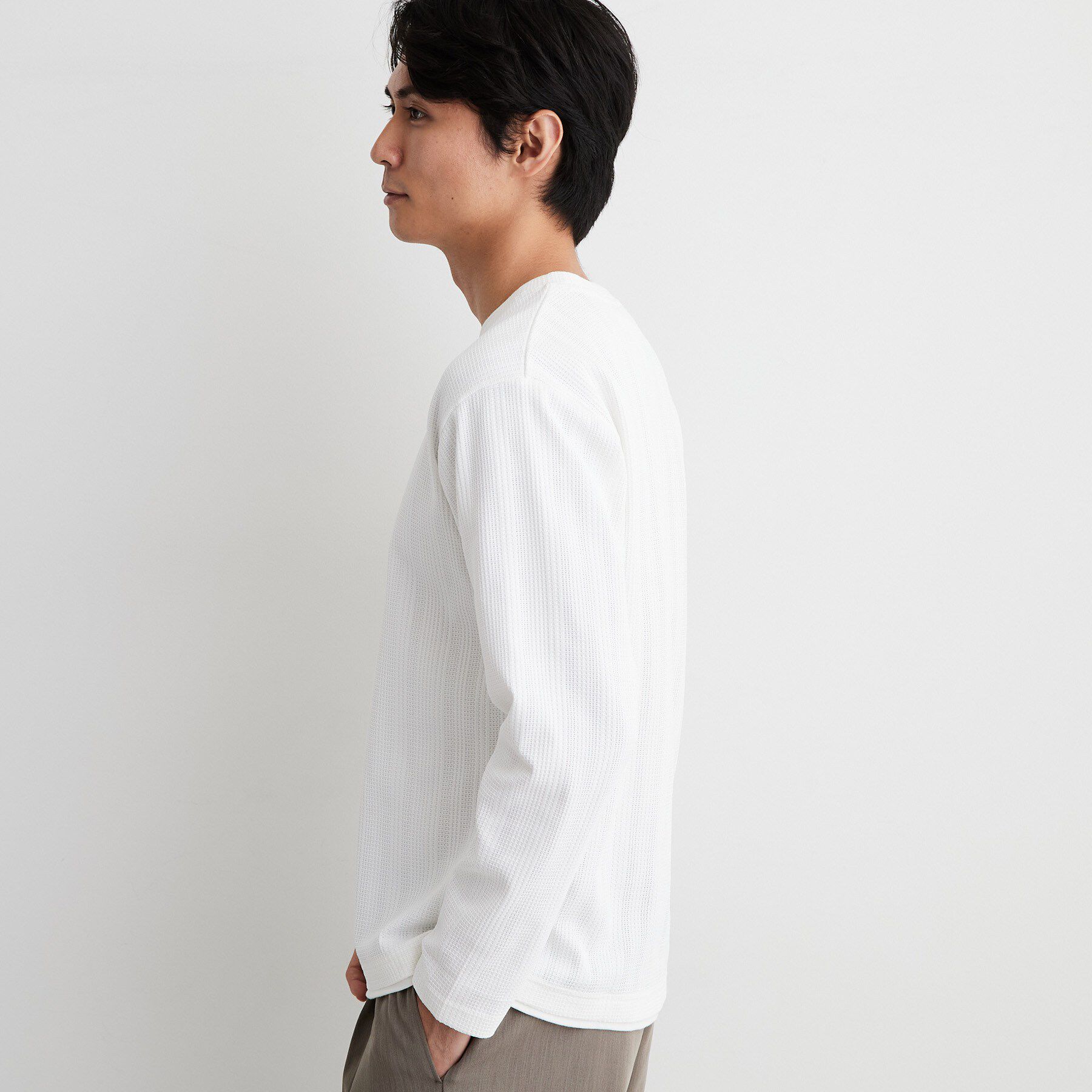THE SHOP TK「【洗濯機OK】ワッフル レイヤード 長袖Tシャツ」|Tシャツ・カットソー|