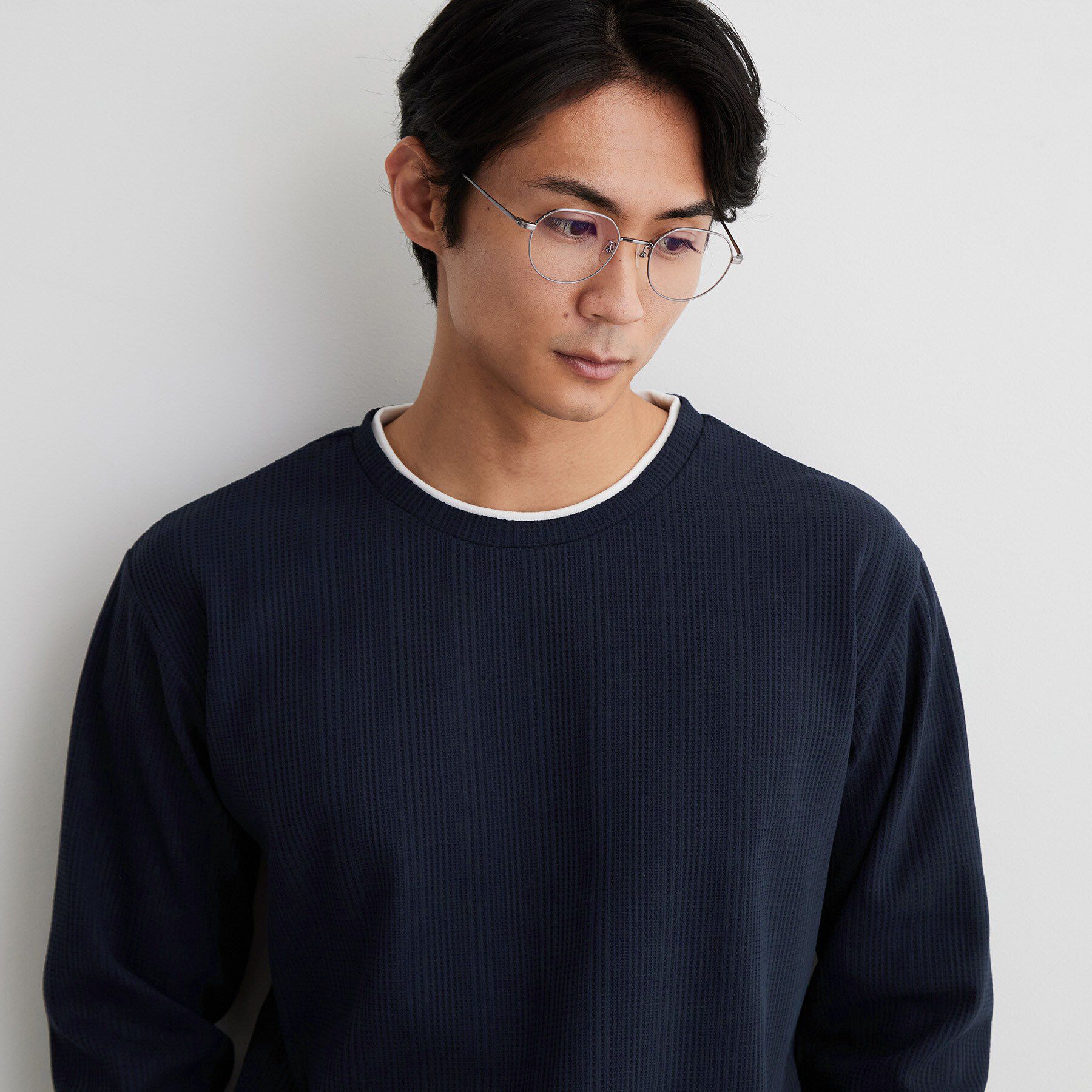THE SHOP TK「【洗濯機OK】ワッフル レイヤード 長袖Tシャツ」|Tシャツ・カットソー|