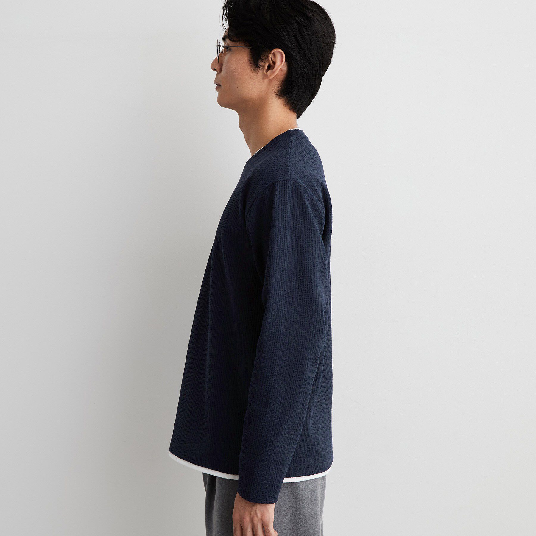 THE SHOP TK「【洗濯機OK】ワッフル レイヤード 長袖Tシャツ」|Tシャツ・カットソー|