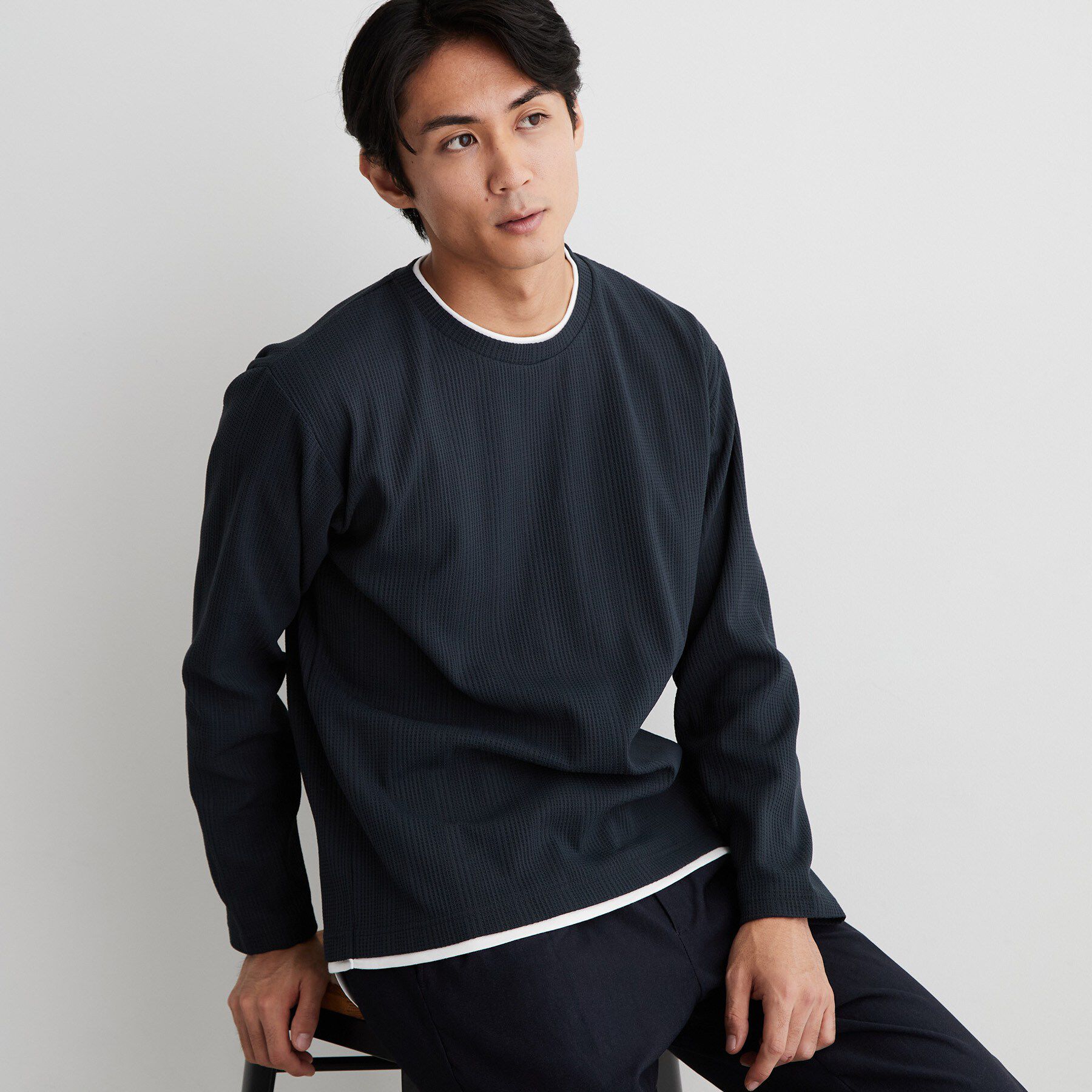 THE SHOP TK「【洗濯機OK】ワッフル レイヤード 長袖Tシャツ」|Tシャツ・カットソー|