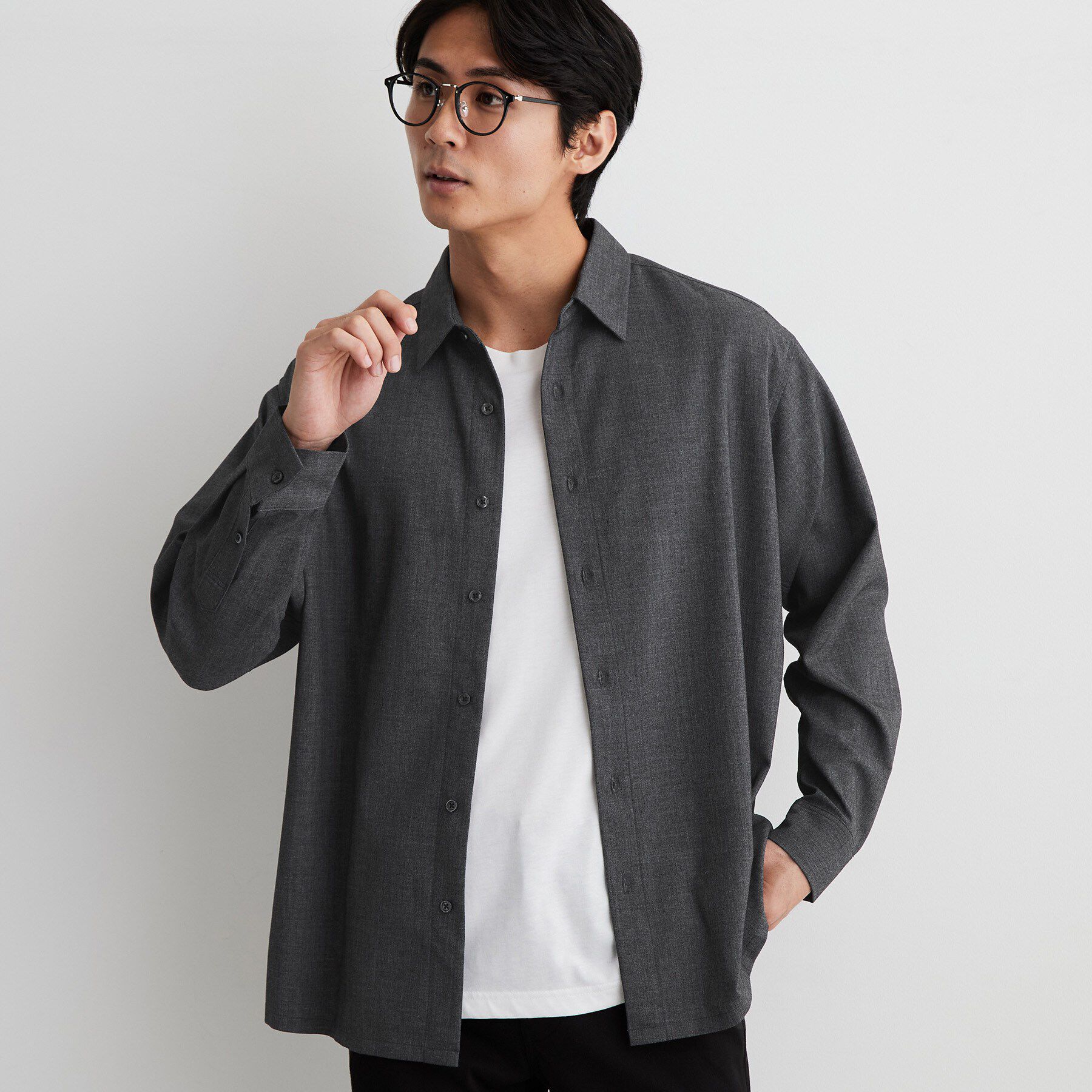 THE SHOP TK「【洗濯機OK】ウールライク 長袖シャツ」|シャツ・ブラウス|