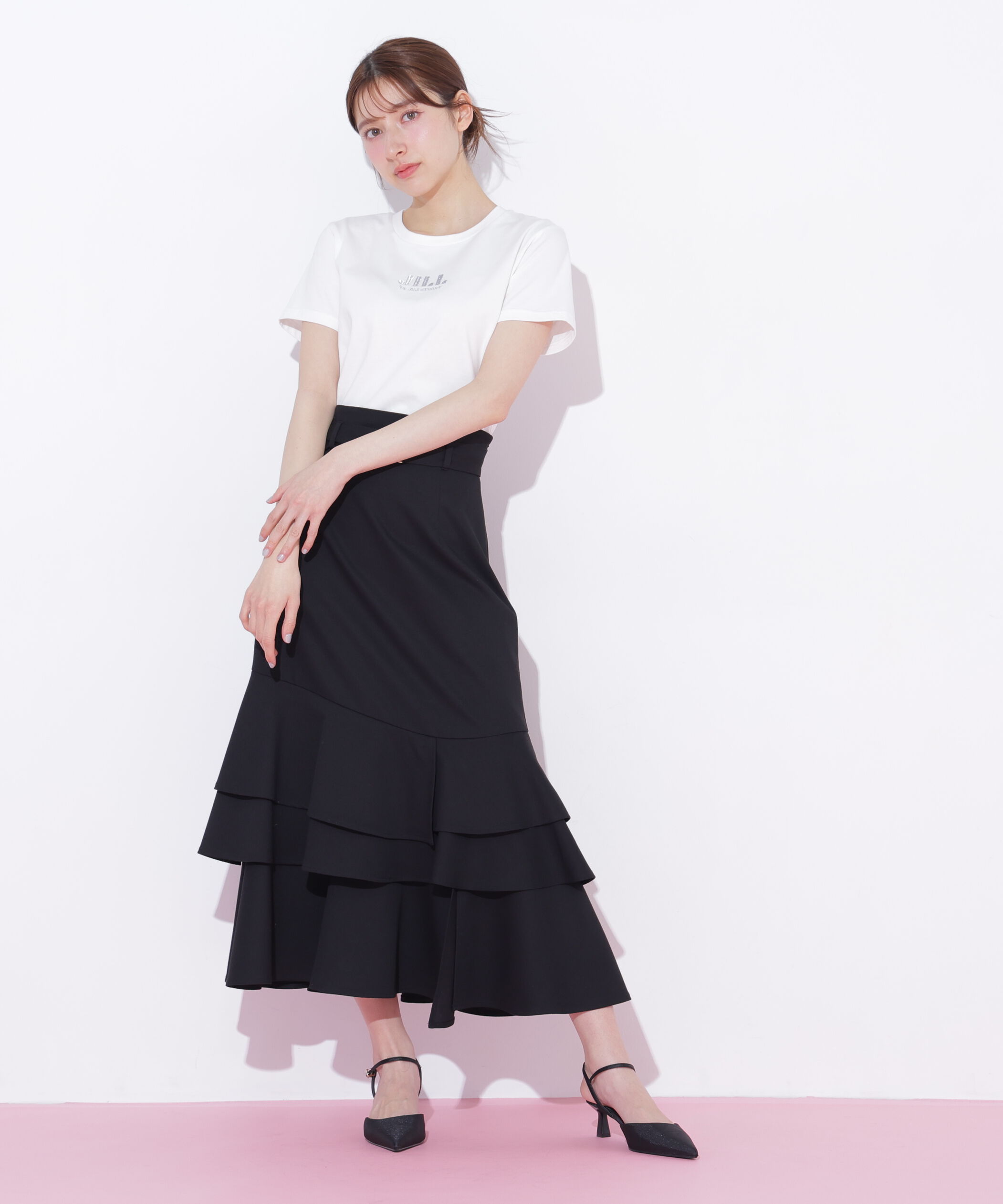  「ベルト付きアシメヘムスカート」|スカート|