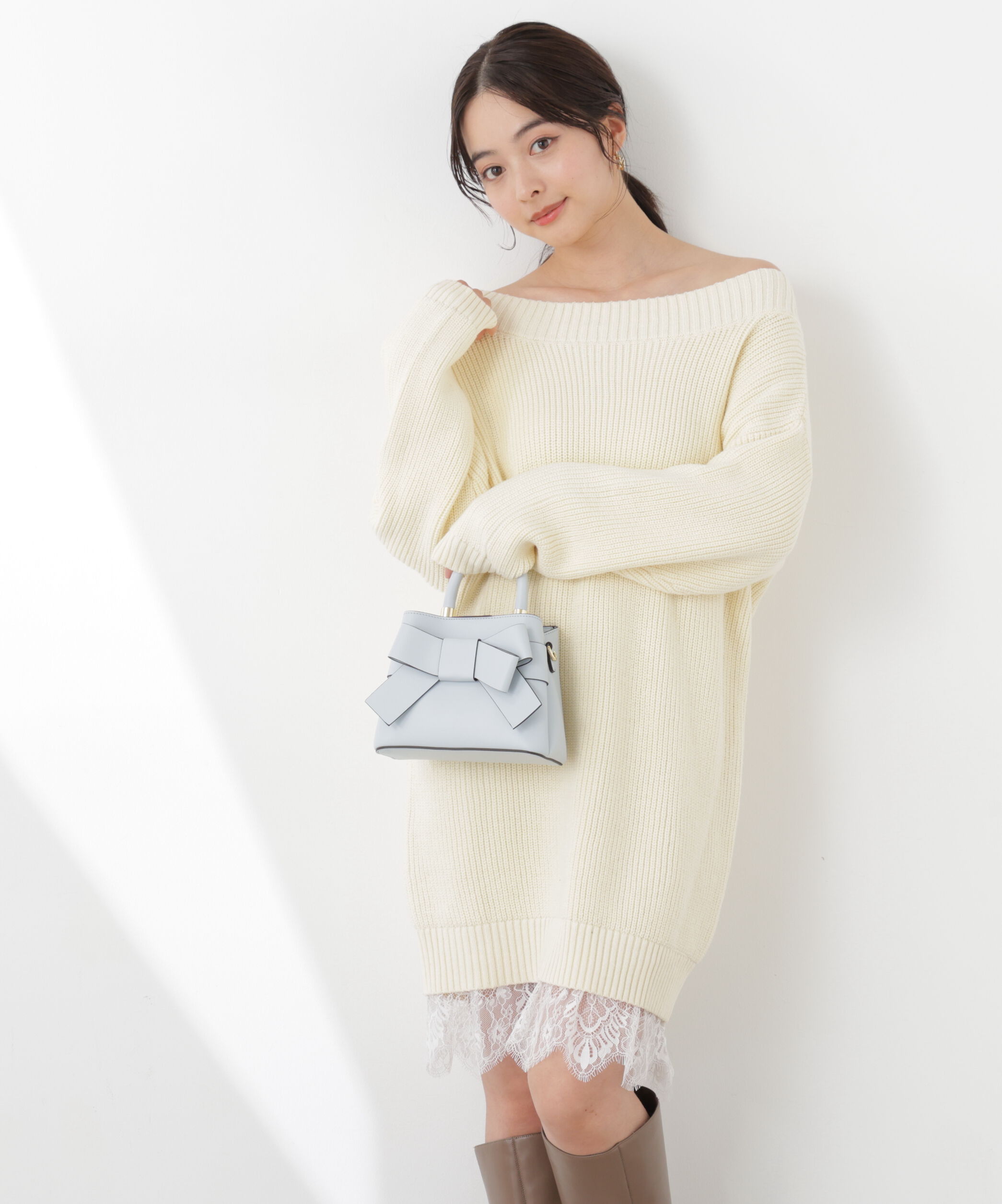 PROPORTION BODY DRESSING「《EDIT COLOGNE》スプリングレースレイヤード風ニットワンピース　26SS」|ワンピース|