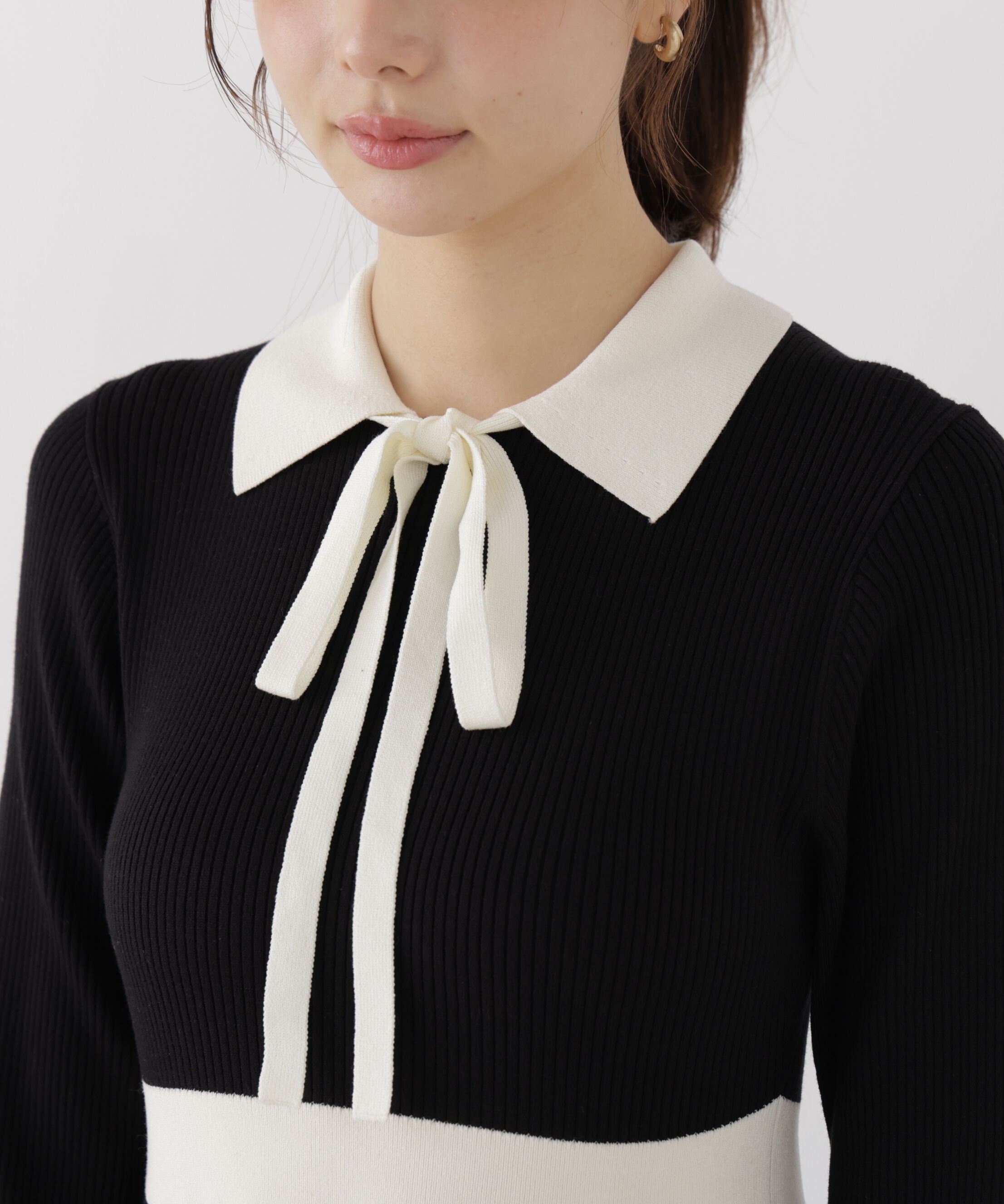 PROPORTION BODY DRESSING「リボンタイバイカラーニットワンピース」|ワンピース|