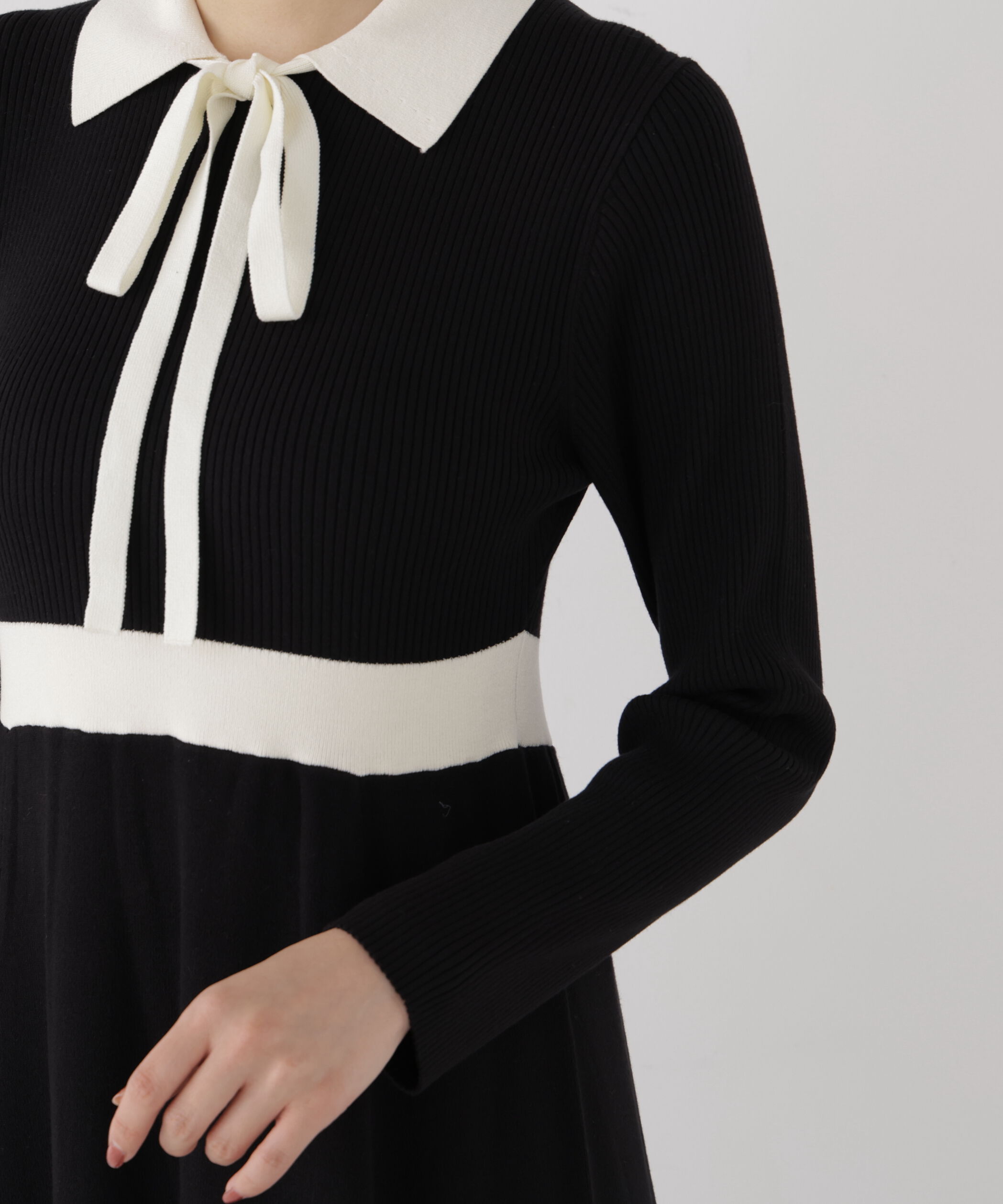 PROPORTION BODY DRESSING「リボンタイバイカラーニットワンピース」|ワンピース|