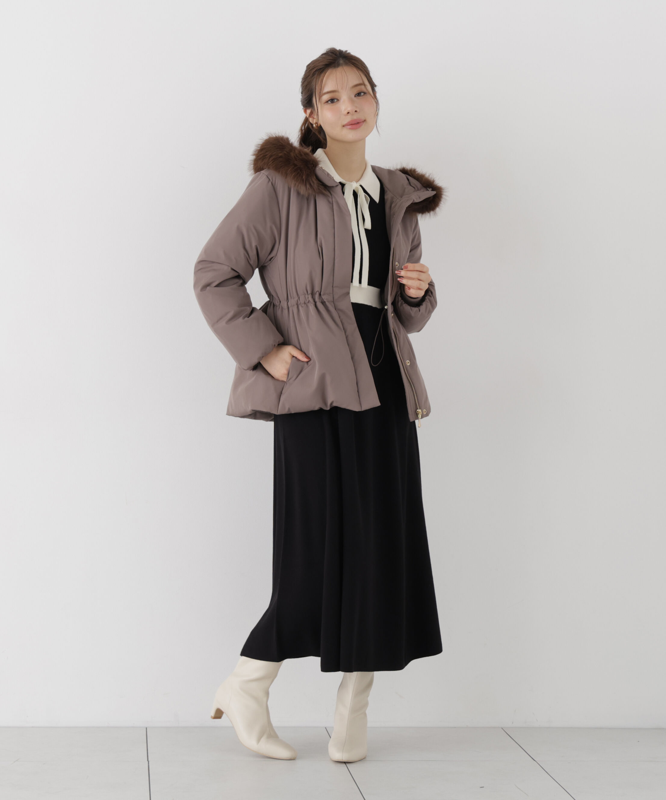 PROPORTION BODY DRESSING「リボンタイバイカラーニットワンピース」|ワンピース|