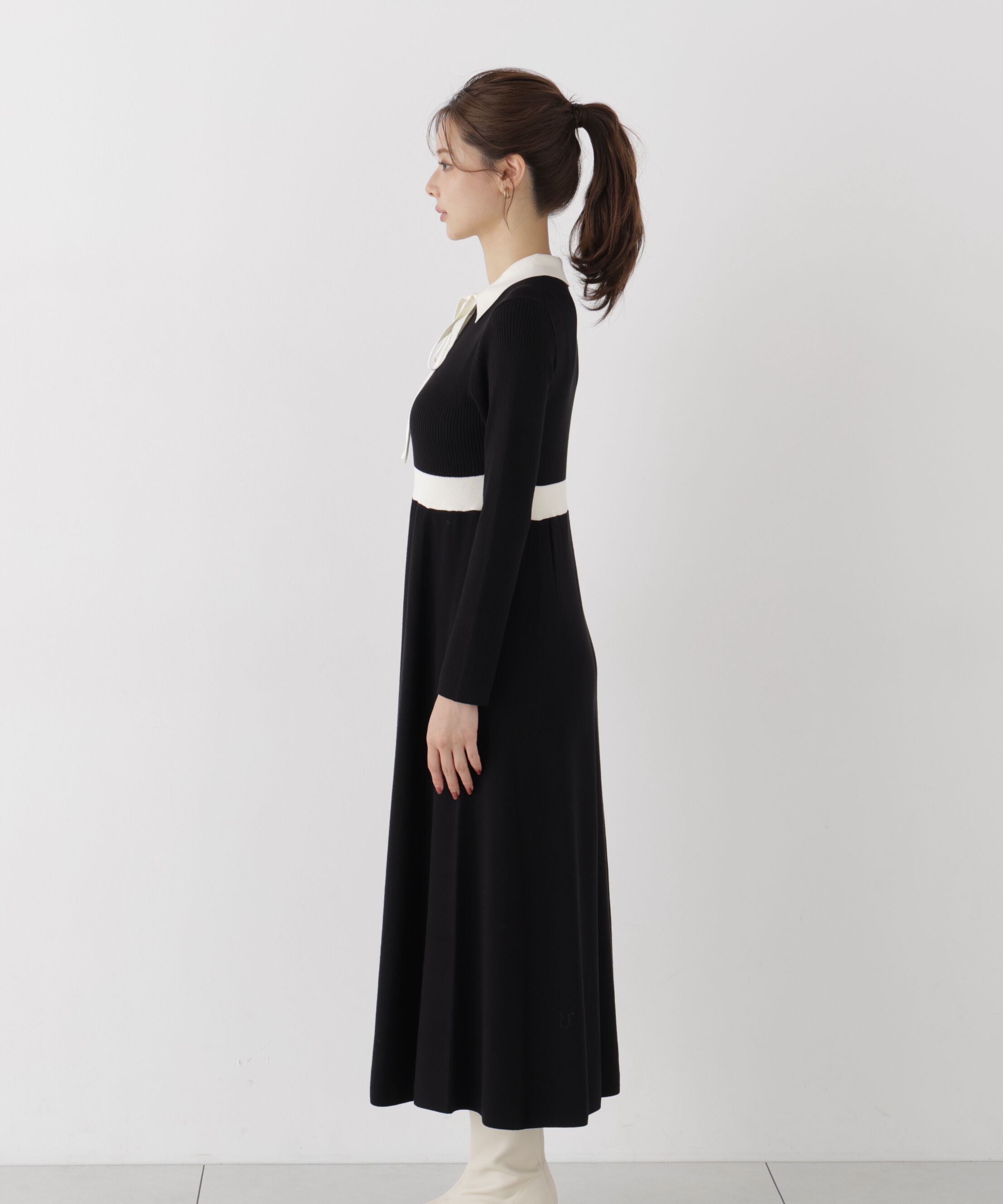 PROPORTION BODY DRESSING「リボンタイバイカラーニットワンピース」|ワンピース|