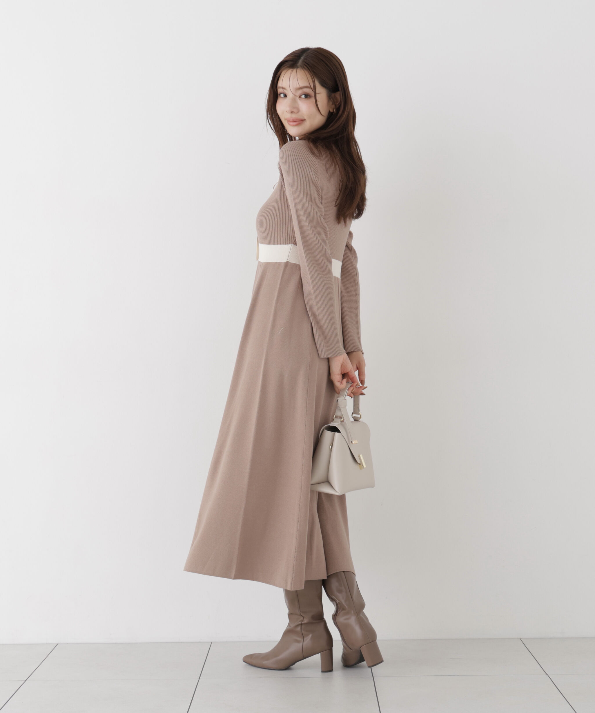 PROPORTION BODY DRESSING「リボンタイバイカラーニットワンピース」|ワンピース|