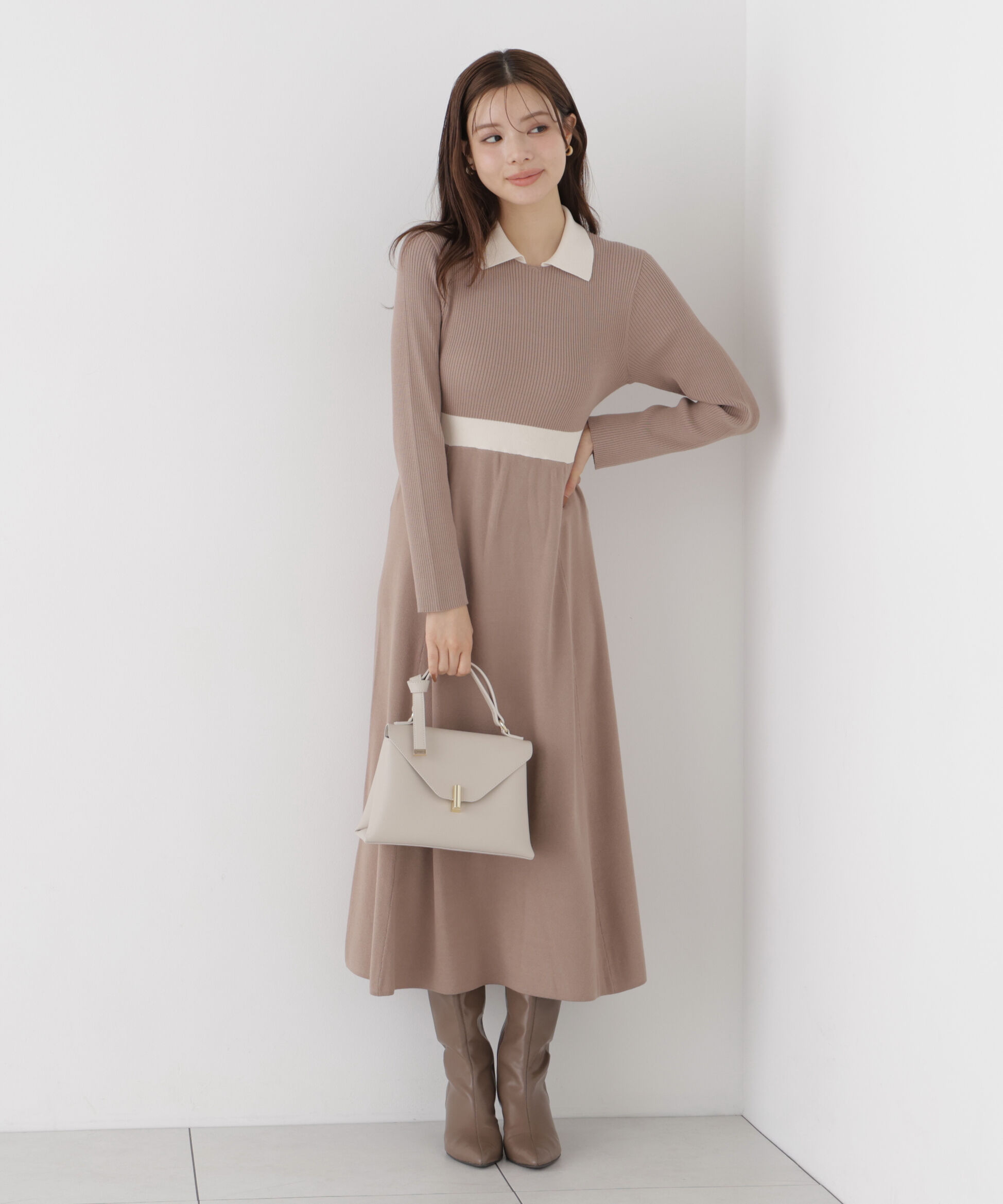 PROPORTION BODY DRESSING「リボンタイバイカラーニットワンピース」|ワンピース|