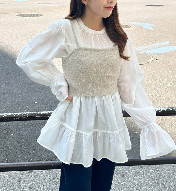 archives「ラメフェザーニットビスチェｘチュニックＳＥＴ」|チュニック|BEIGE