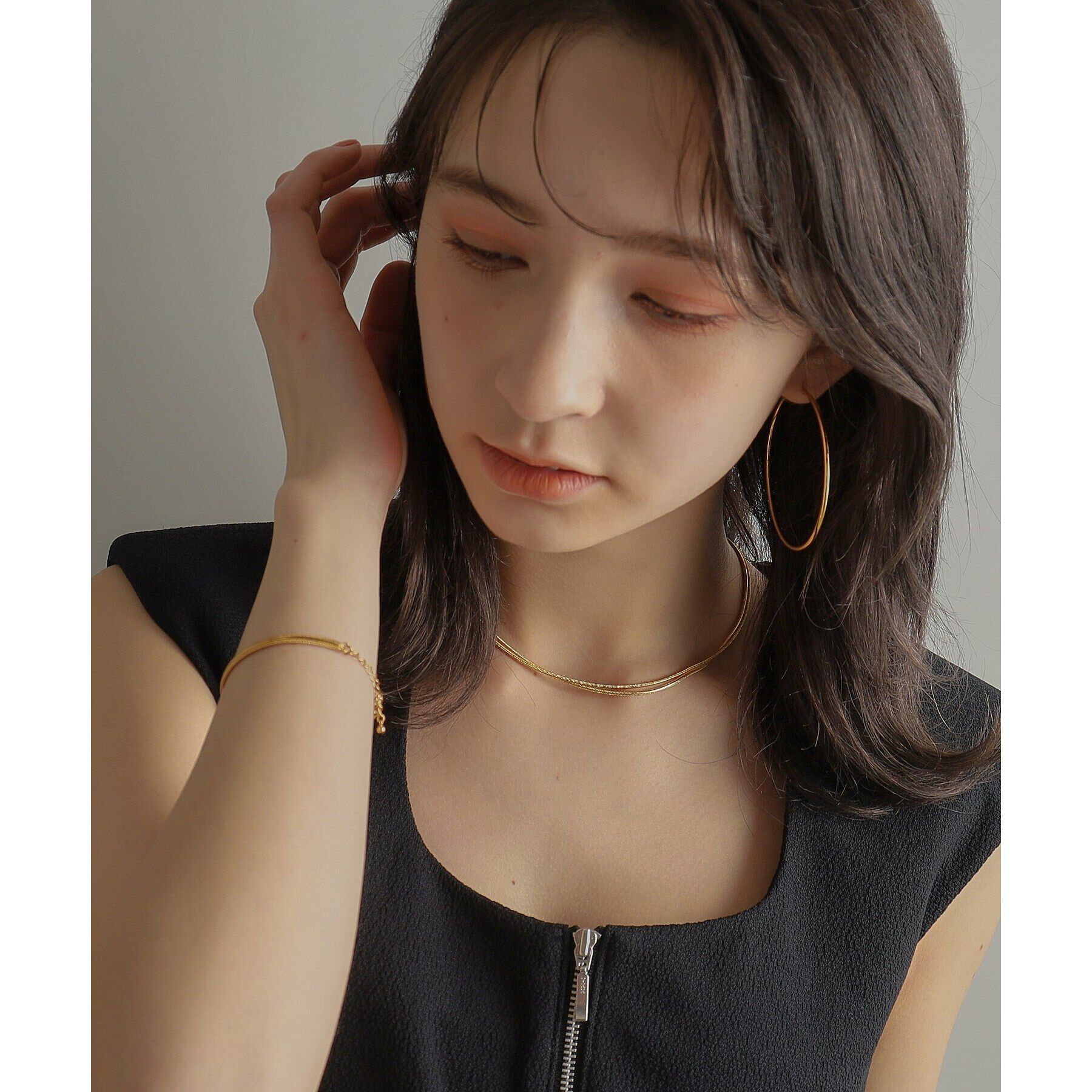 COCOSHNIK ONKITSCH「シルバー スネークチェーン ダブルネックレス GP」|ネックレス|