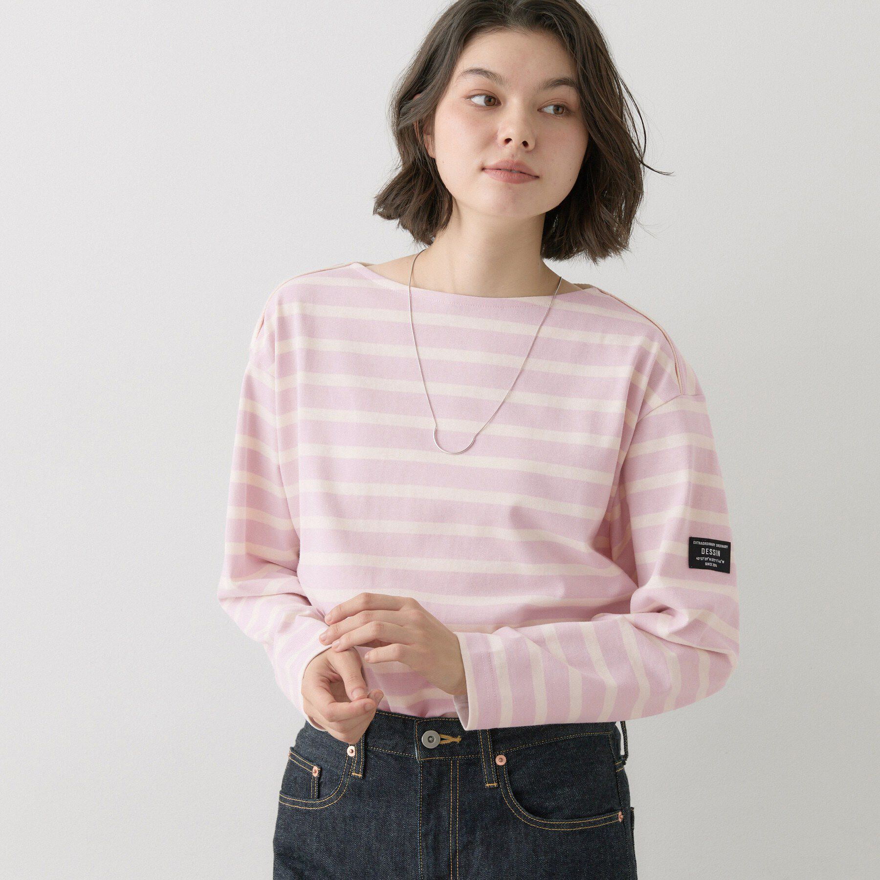 Dessin「【洗える】クルーネックボーダーカットソー」|Tシャツ・カットソー|