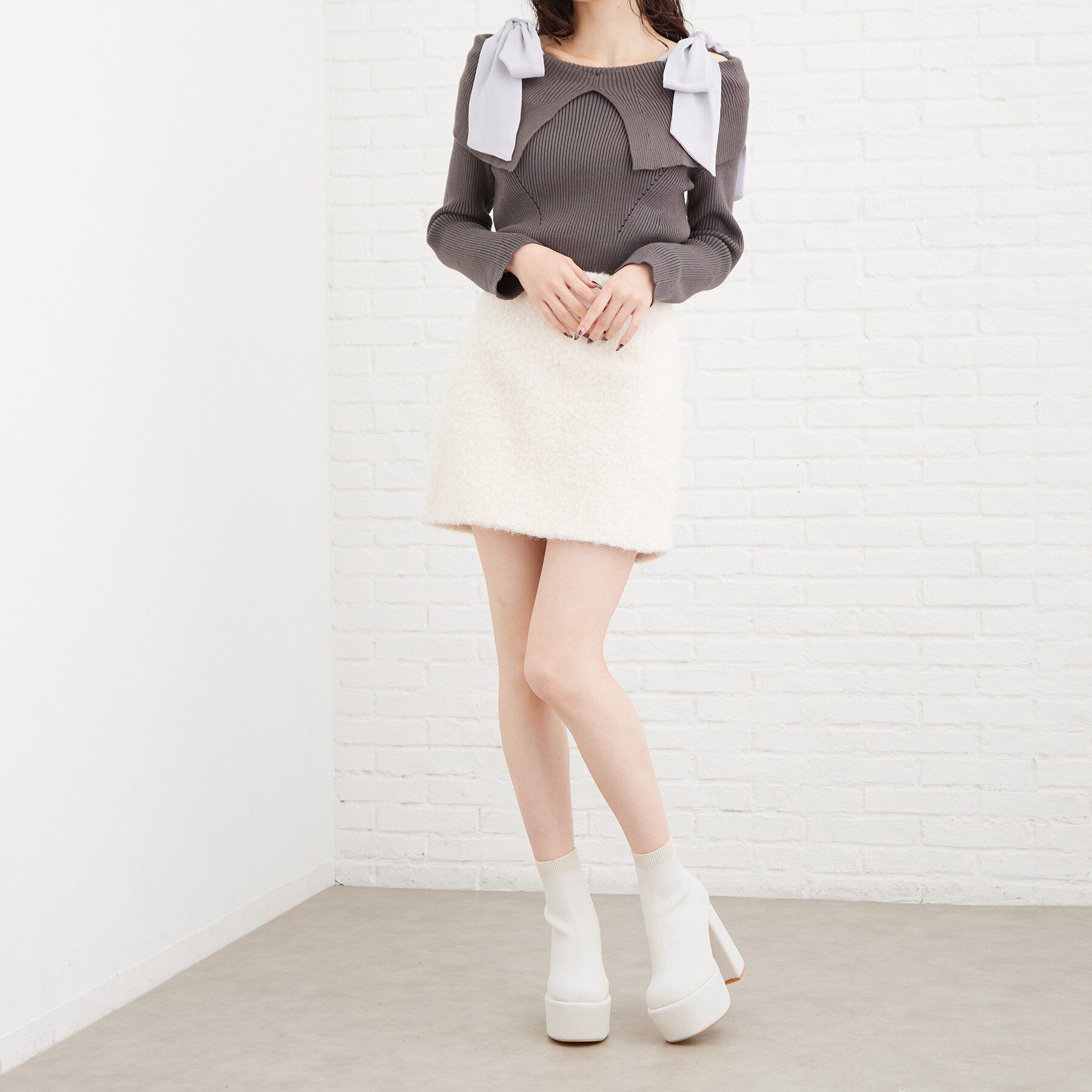 ESPERANZA「【ラク盛り/12cm】ラク盛りニットショートブーツ」|ショートブーツ|