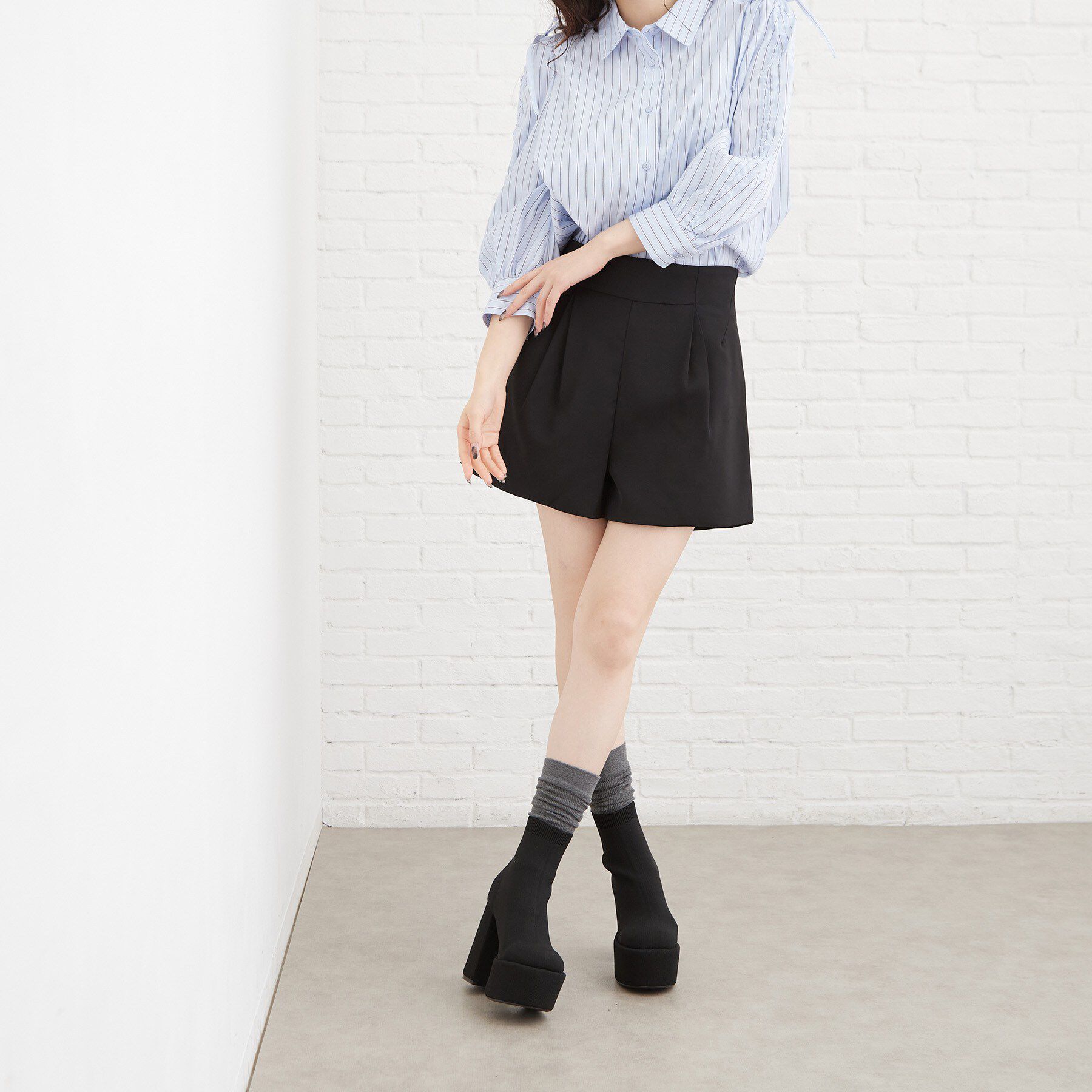 ESPERANZA「【ラク盛り/12cm】ラク盛りニットショートブーツ」|ショートブーツ|