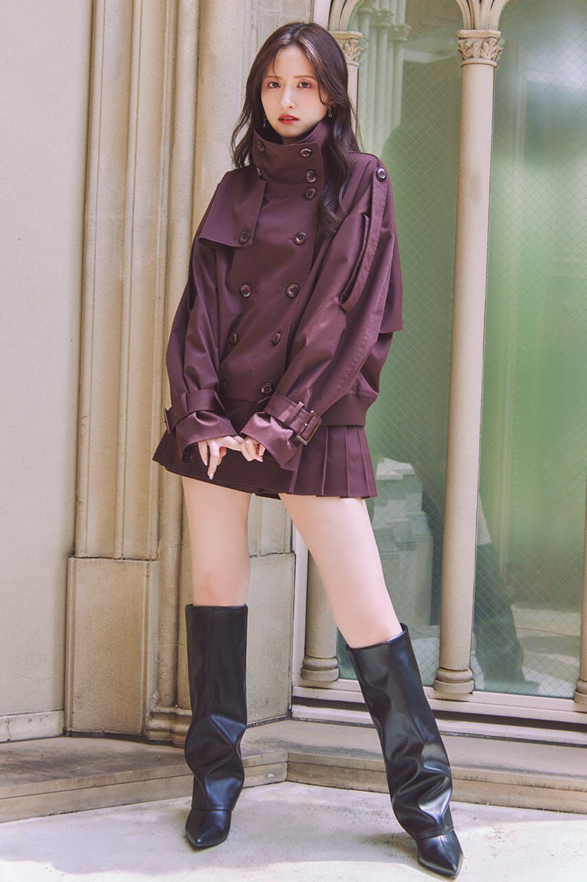 rienda「サイドプリーツロー切り替えミニスカート」|スカート|BRN