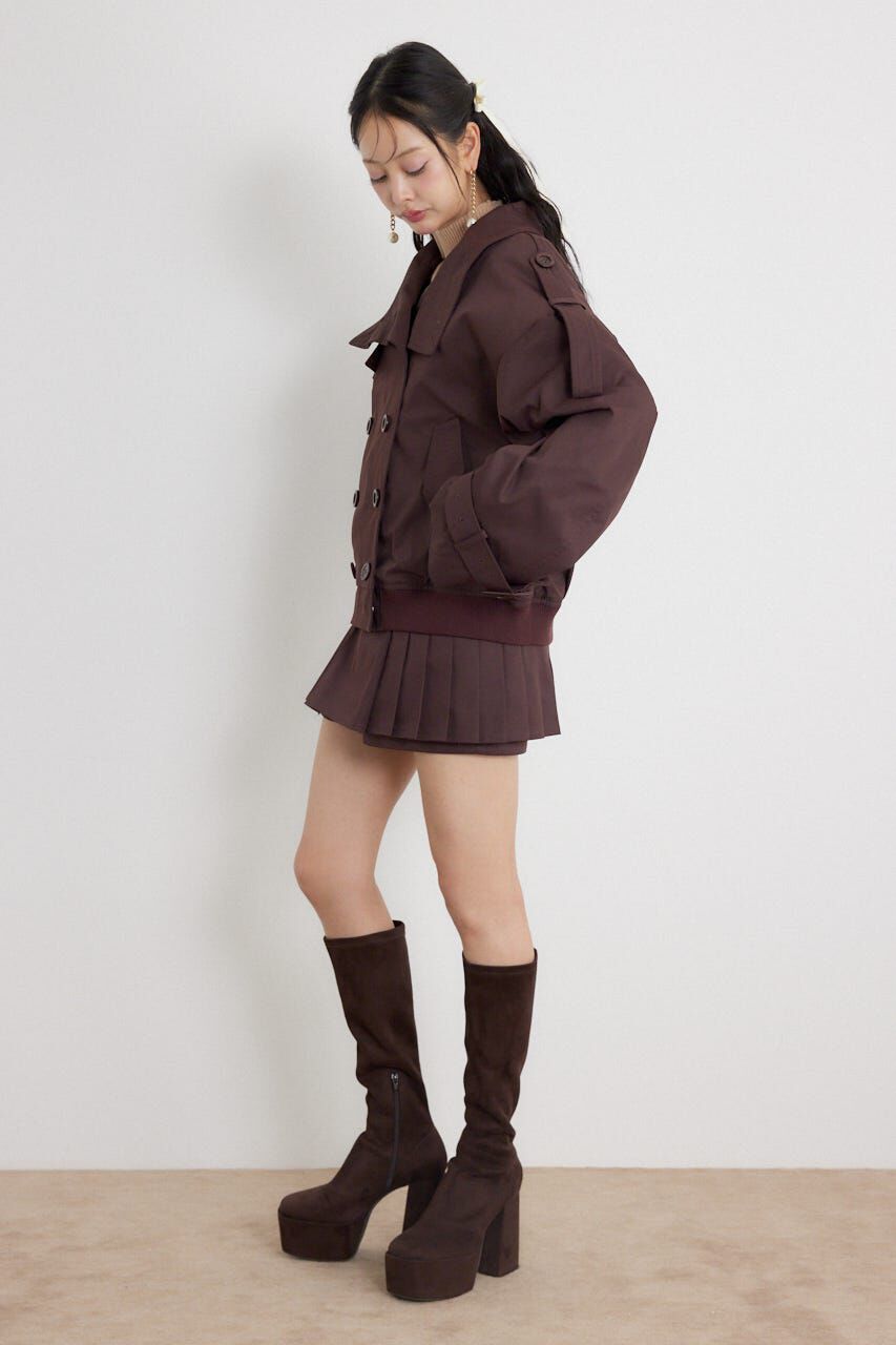 rienda「サイドプリーツロー切り替えミニスカート」|スカート|