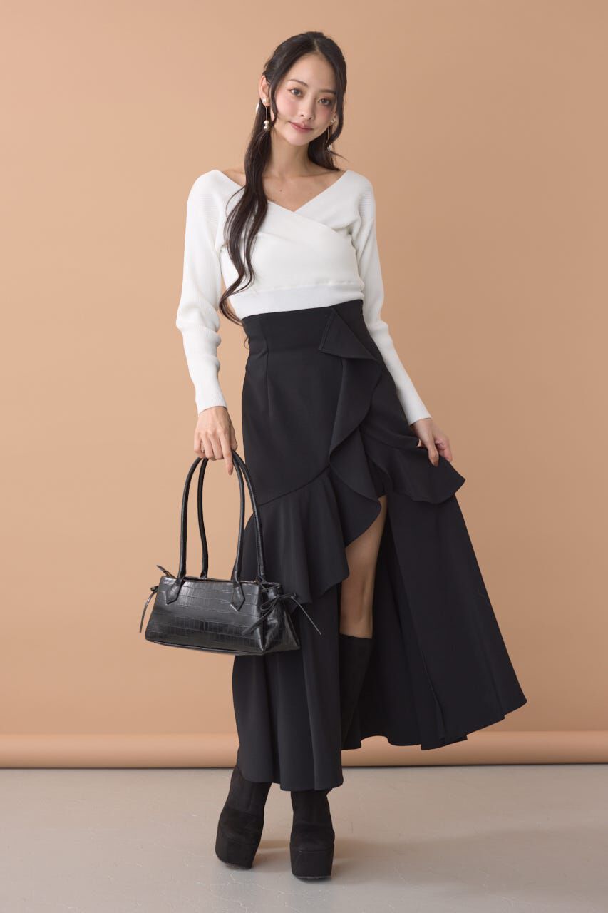 rienda「フリルスリットハイウエストスコートショートパンツ」|その他|