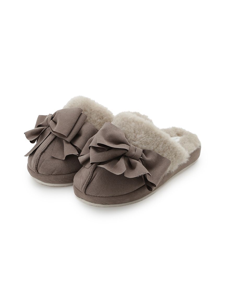 SNIDEL HOME「ムートンリボンスリッパ」|ルームシューズ|GRY