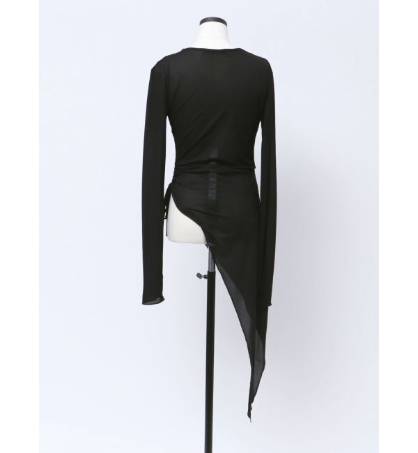 EMODA「【VEQUM】ASYMMETRY SHEER LONG TOP」|Tシャツ・カットソー|