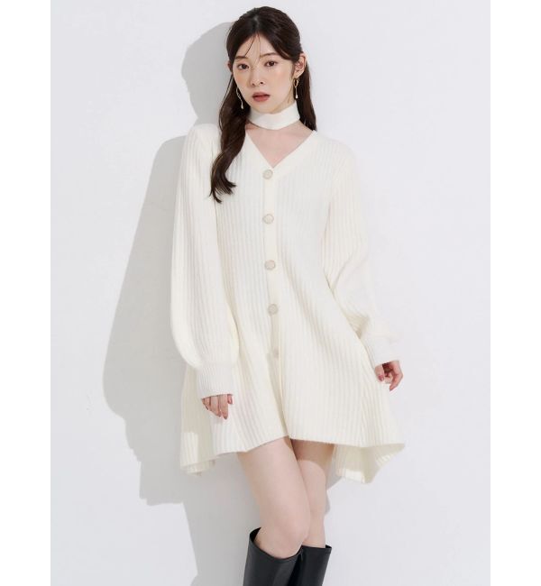 MERCURYDUO「フィットアンドフレアミニニットワンピース」|ワンピース|