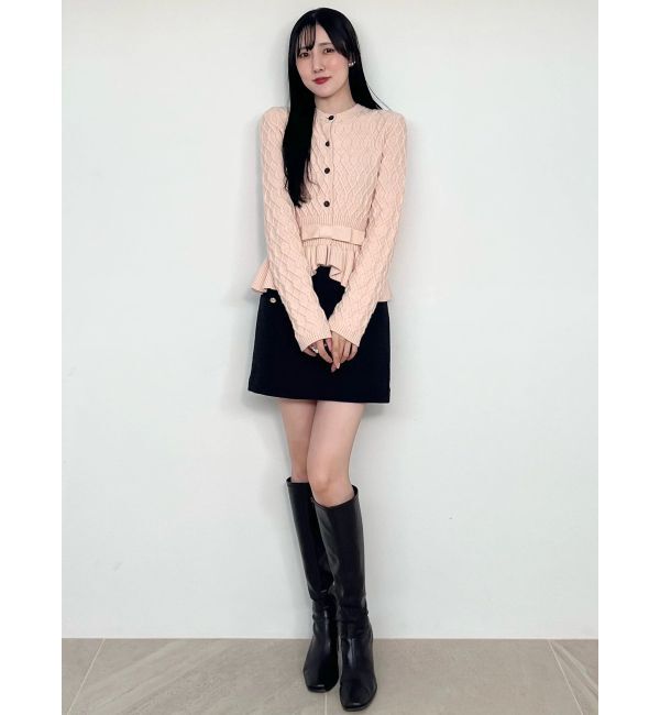 MERCURYDUO「ペプラムニットドッキングミニワンピース」|ワンピース|