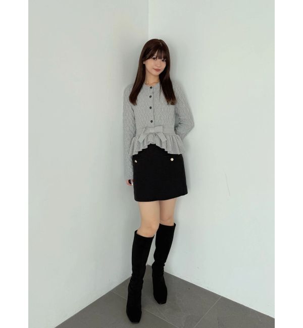 MERCURYDUO「ペプラムニットドッキングミニワンピース」|ワンピース|
