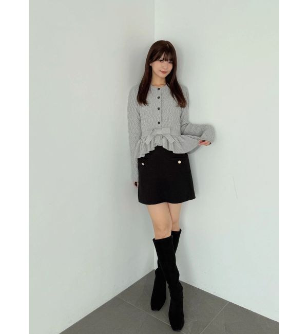 MERCURYDUO「ペプラムニットドッキングミニワンピース」|ワンピース|