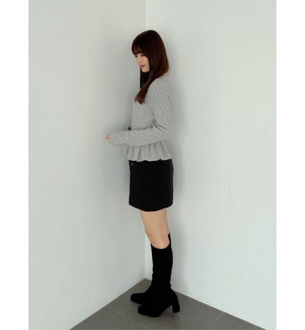 MERCURYDUO「ペプラムニットドッキングミニワンピース」|ワンピース|