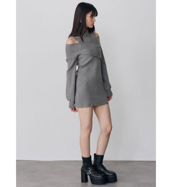 MURUA「カシュクールZIPニットワンピース」|ワンピース|