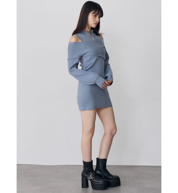 MURUA「カシュクールZIPニットワンピース」|ワンピース|