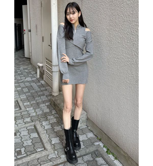 MURUA「カシュクールZIPニットワンピース」|ワンピース|