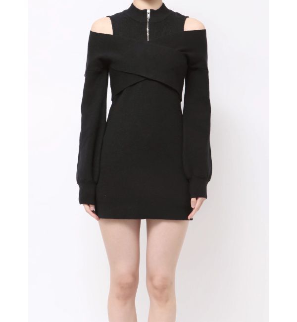 MURUA「カシュクールZIPニットワンピース」|ワンピース|