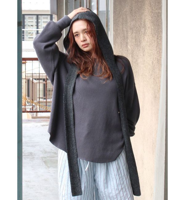 Ungrid「ルーズシルエットワッフルロングスリーブTee」|Tシャツ・カットソー|チャコールグレー