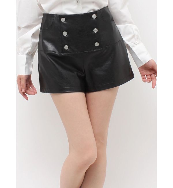 jouetie「ダブルボタンフェイクレザーショートパンツ」|その他|
