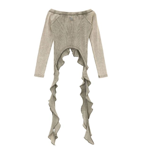 GYDA「GG SIDE DRAPE EDGEオフショルトップス」|Tシャツ・カットソー|