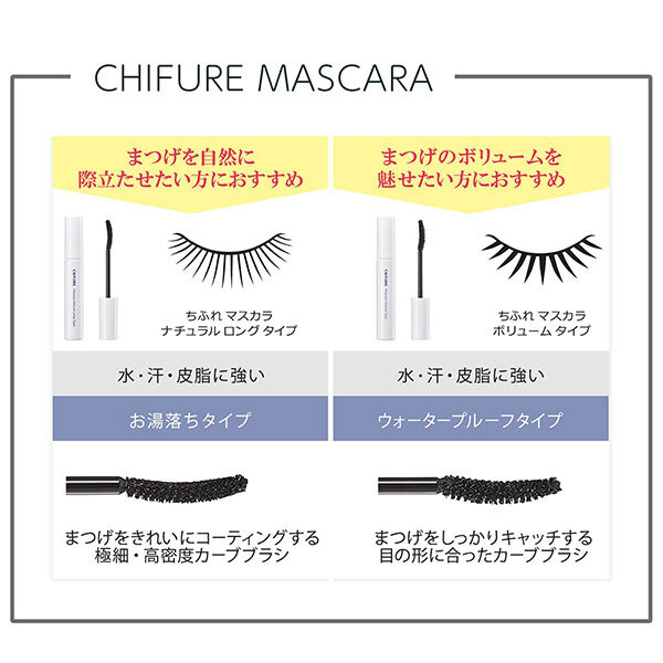  「ちふれ マスカラ ナチュラル ロング タイプ BK30 ブラック 本体 (8.5g)」|マスカラ・まつげ|