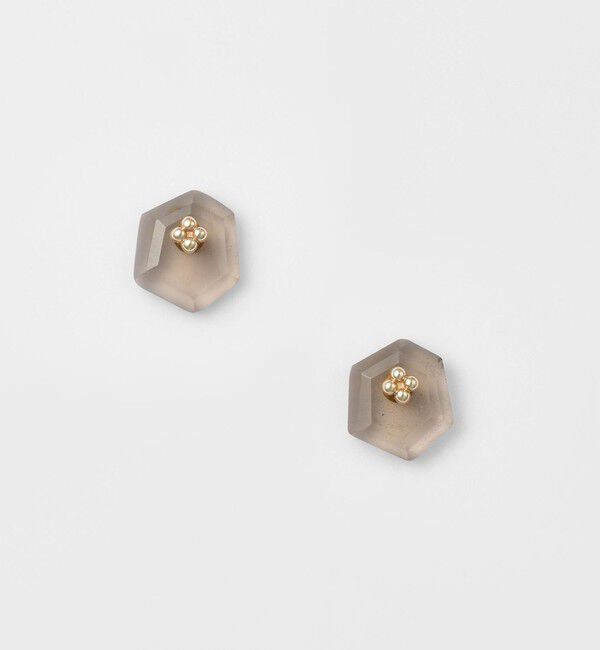 agete「K10スモーキークォーツピアス」|ピアス|