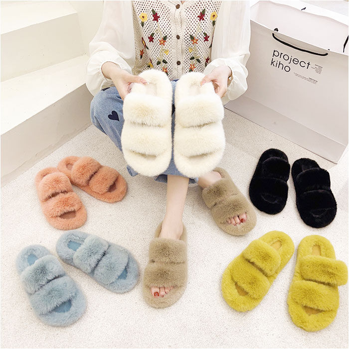 BACKYARD FAMILY「もこもこ スリッパ 通販 ルームシューズ ルームスリッパ ルームサンダル 前開きスリッパ 秋 冬用」|ルームシューズ|