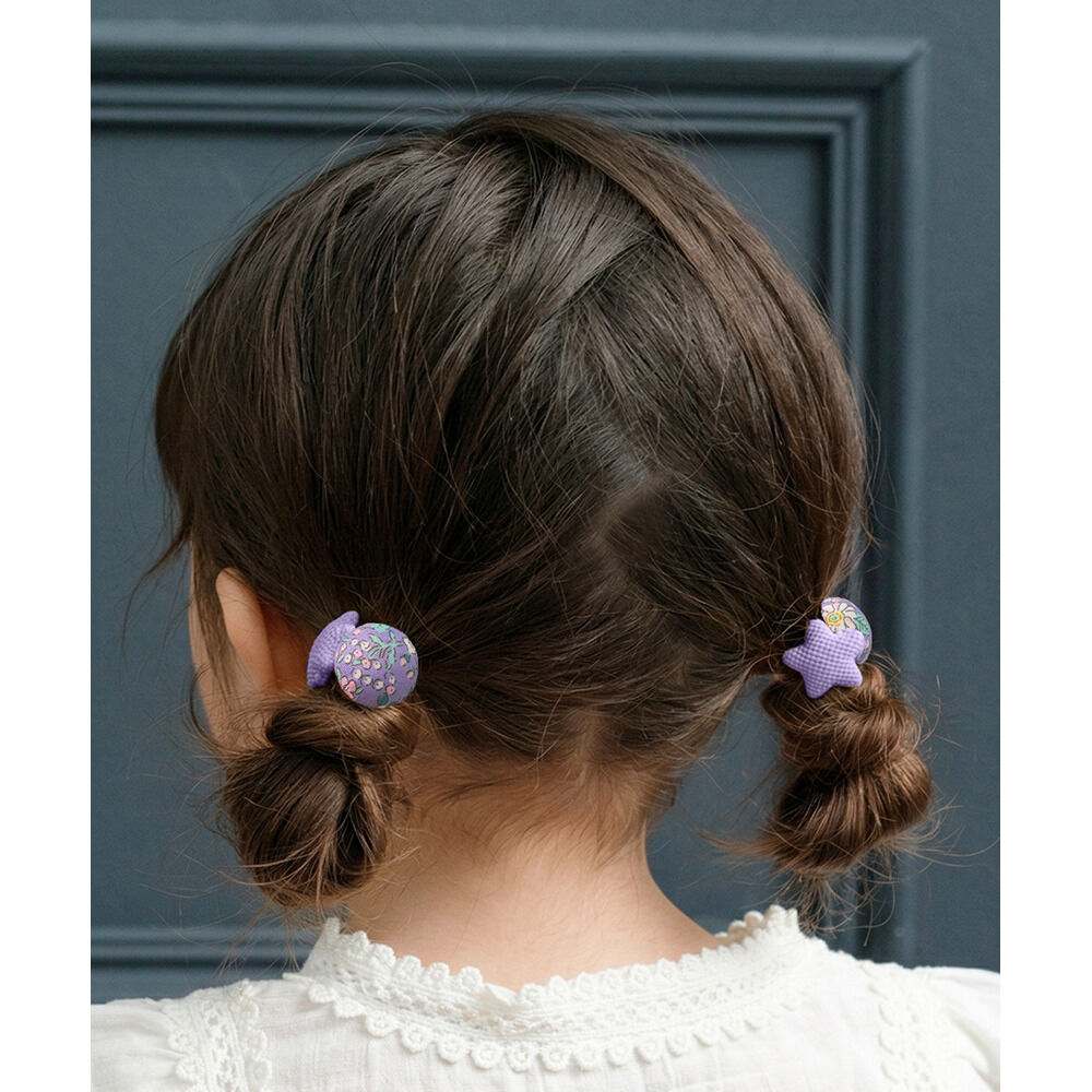 BACKYARD FAMILY「Rora ヘアゴム 2個セット フラワー 通販 ローラ rora 髪ゴム 髪飾り 髪留め ヘアタイ」|ヘアゴム・シュシュ|パープル1
