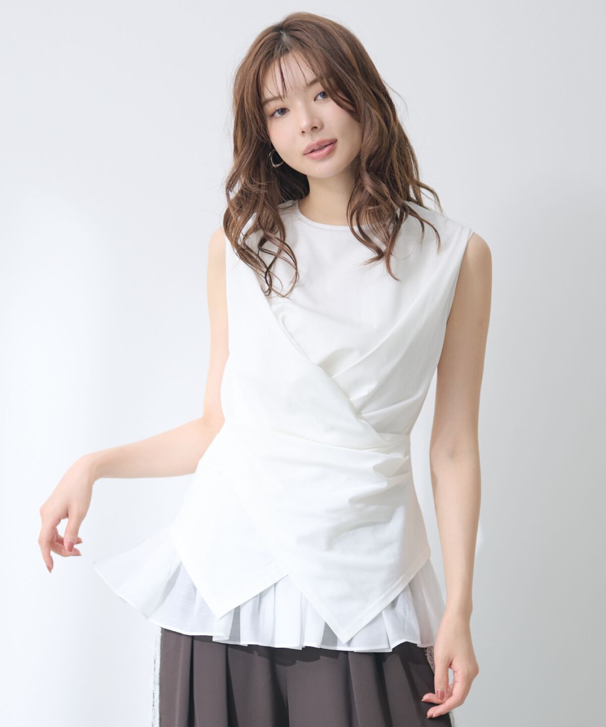 アンドクチュール「ウエストクロスドッキングカットソー」|Tシャツ・カットソー|